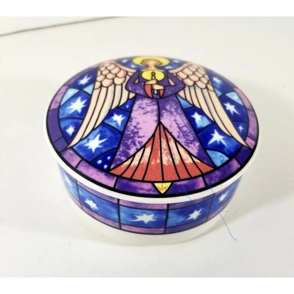 Mikasa Trinket Box Angel Covered HK501 683 Lidded Jewelry Box Ceramic - Picture 2 of 6